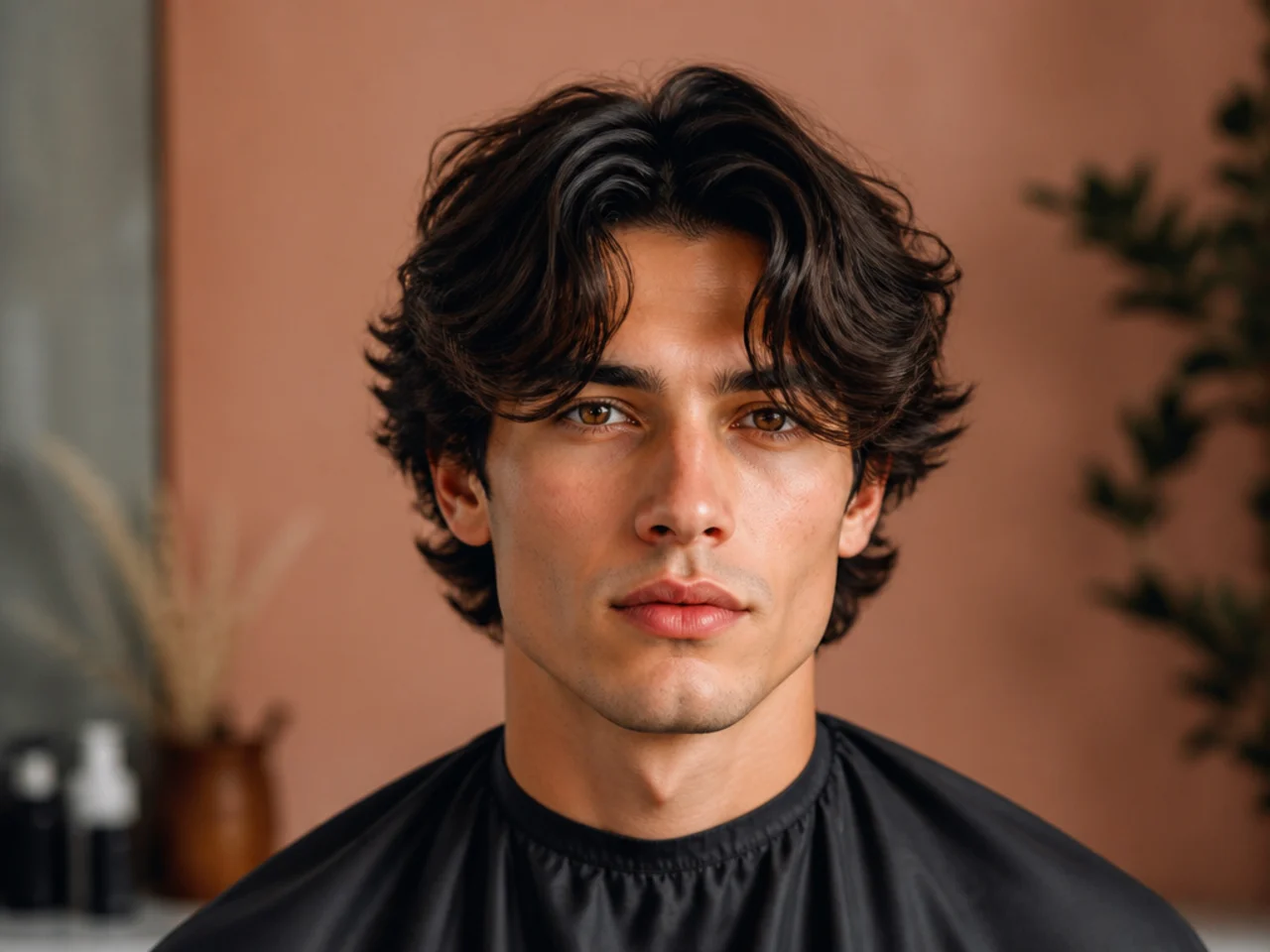 90s curtains haircut on medium length wavy hair