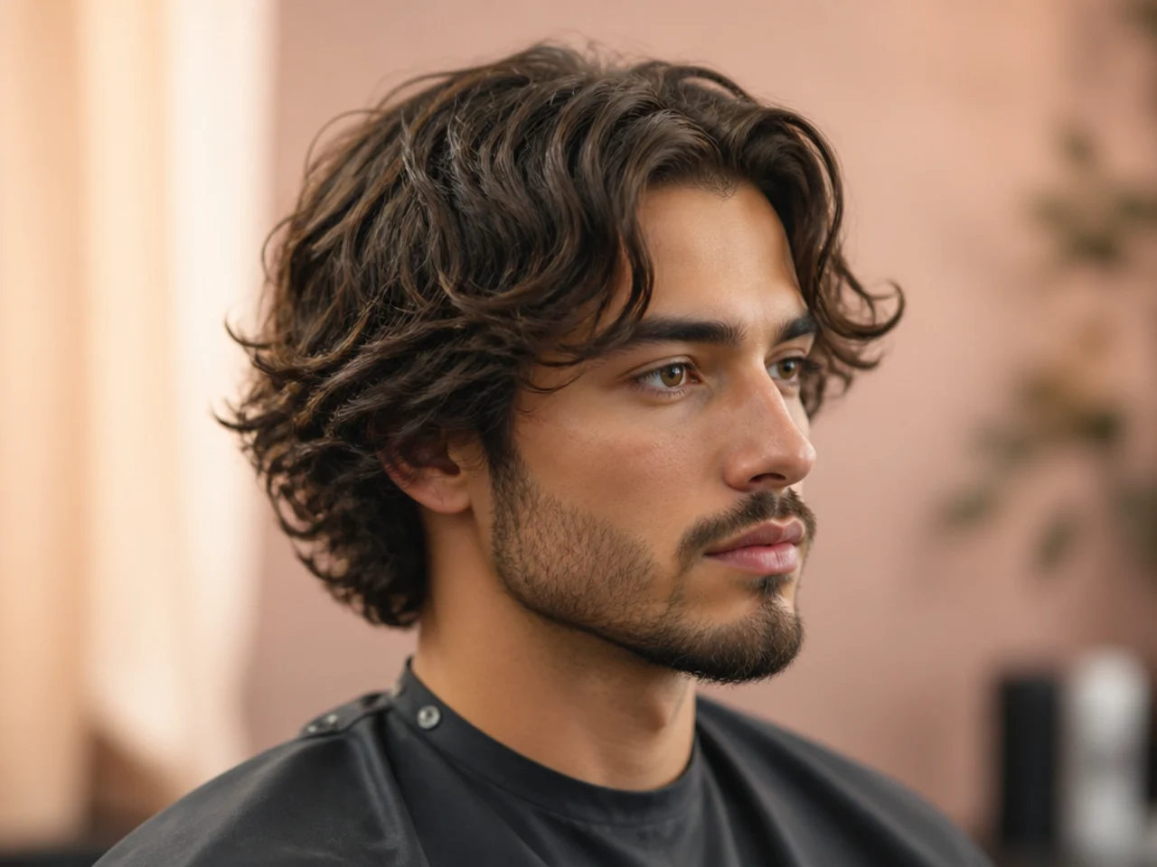 Loose mod cut with rounded crown on wavy hair