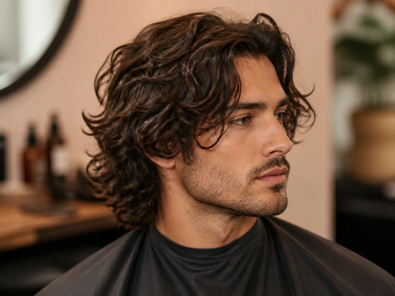 What is a medium length wavy hair cut for men
