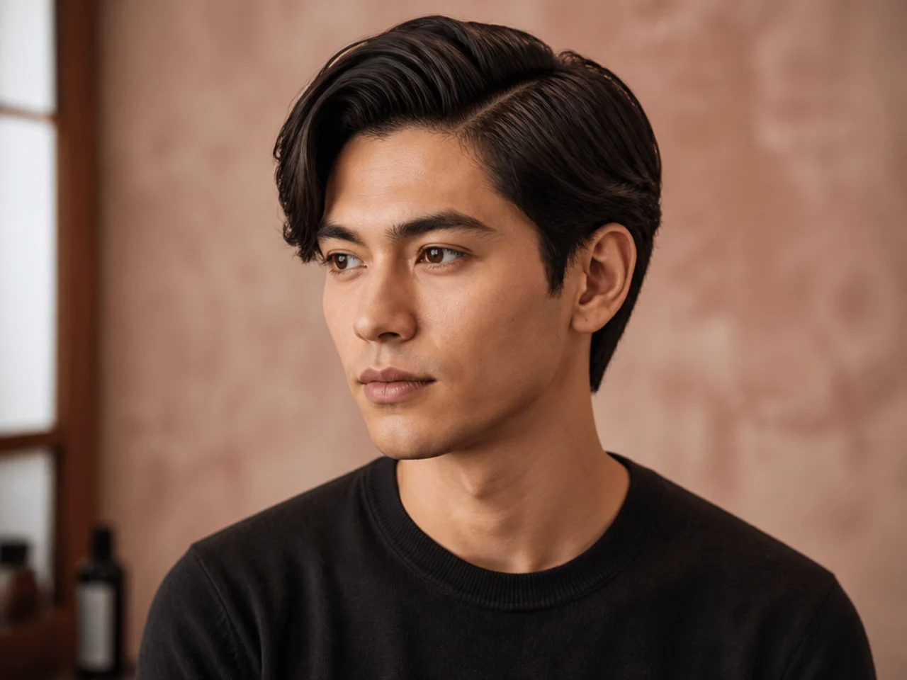 Classic side part haircut with medium length top