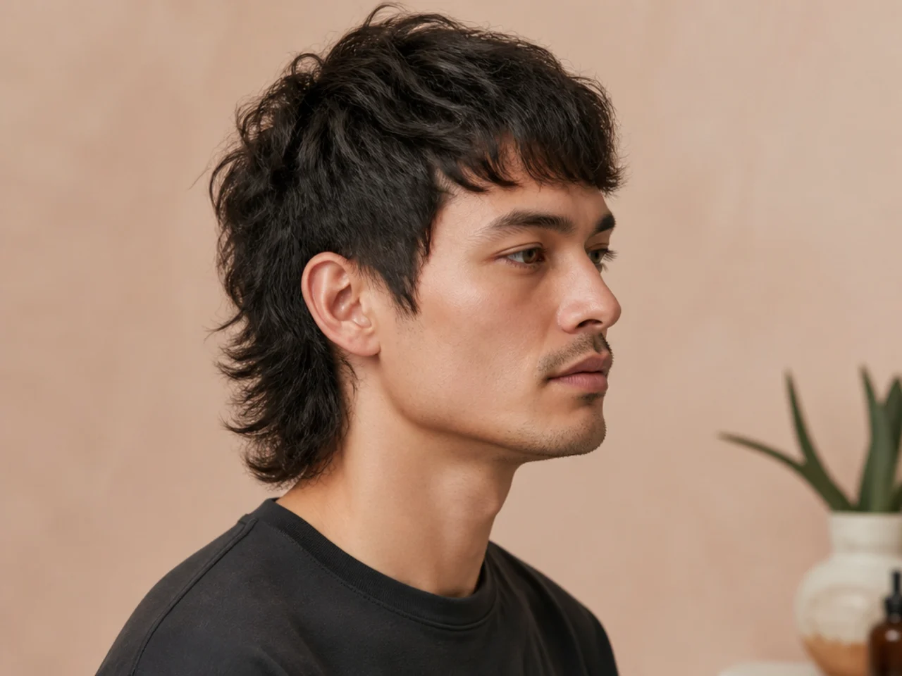 Modern mullet with textured top and grown-out back
