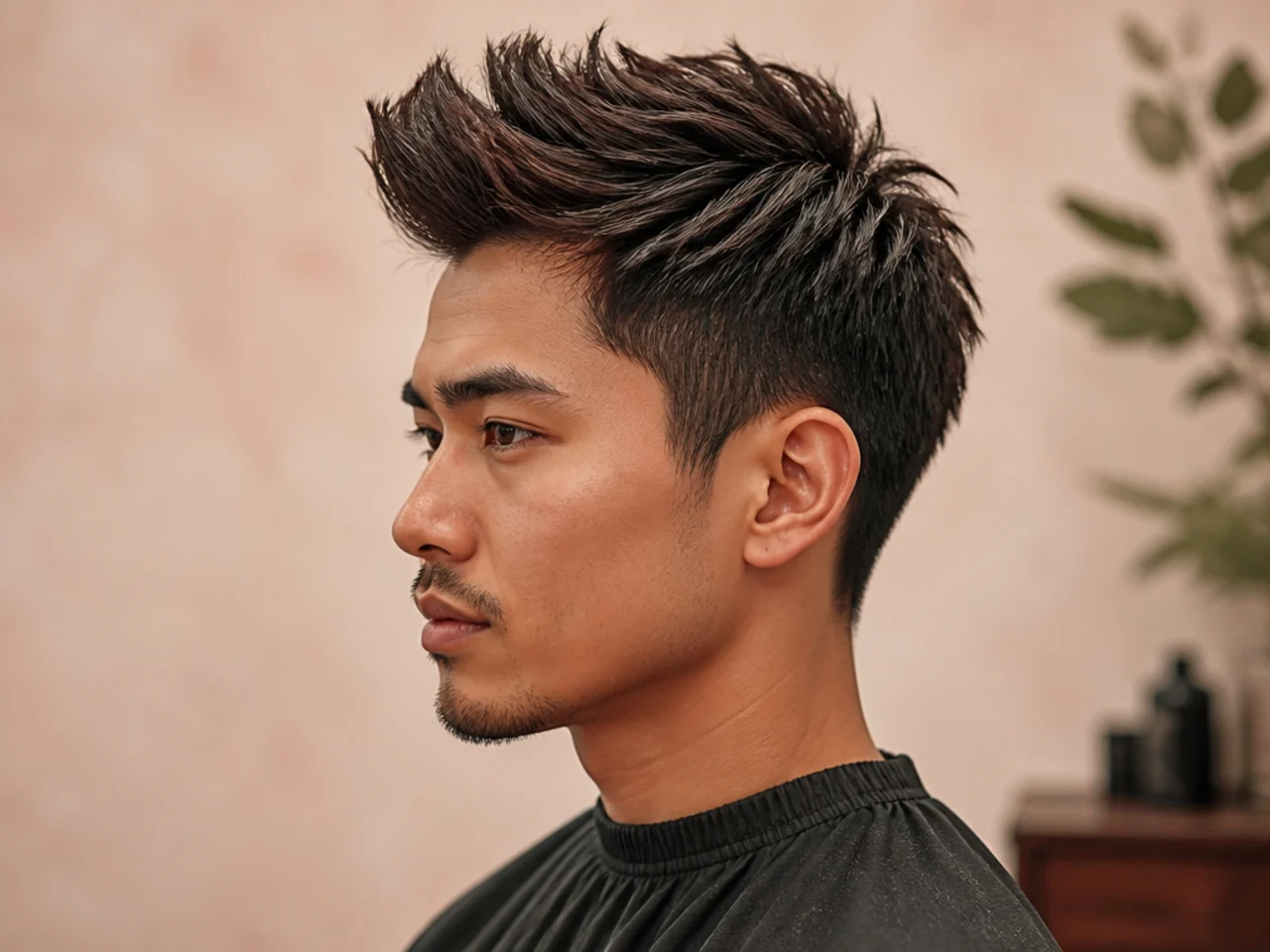 Medium faux hawk with lifted center strip and fade sides