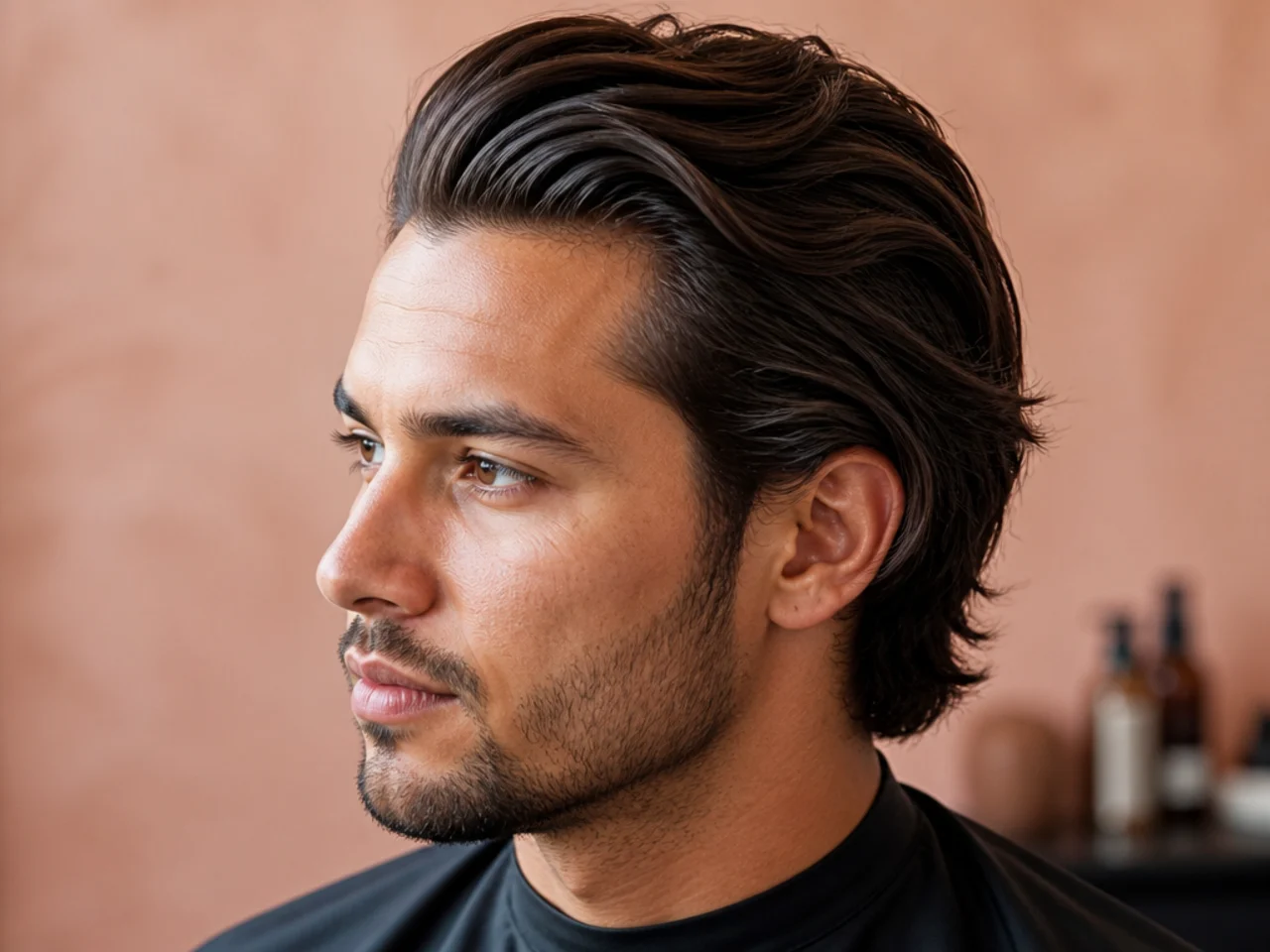 Medium brush back with soft volume and low taper