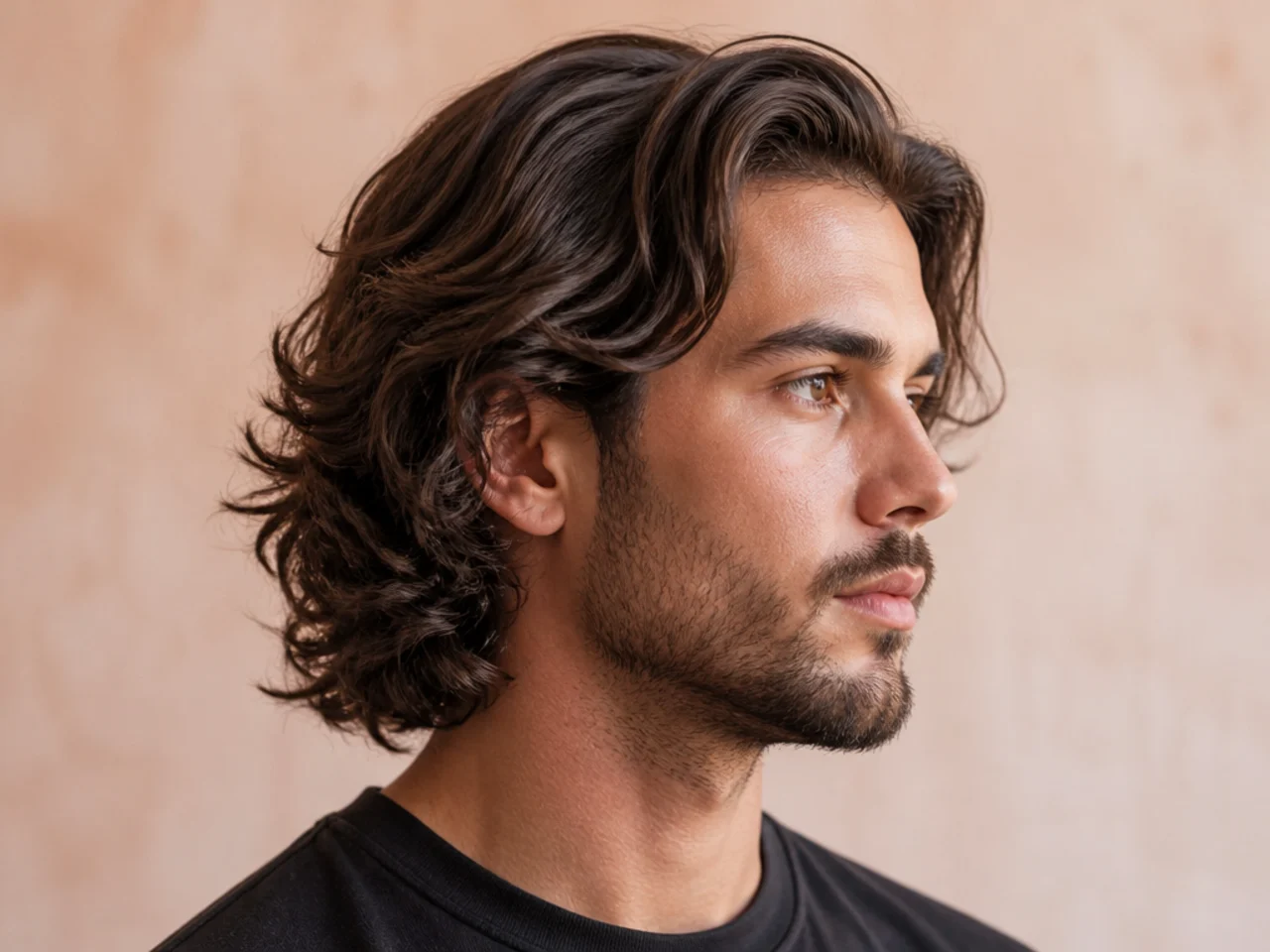 Bro flow haircut swept back with natural wave