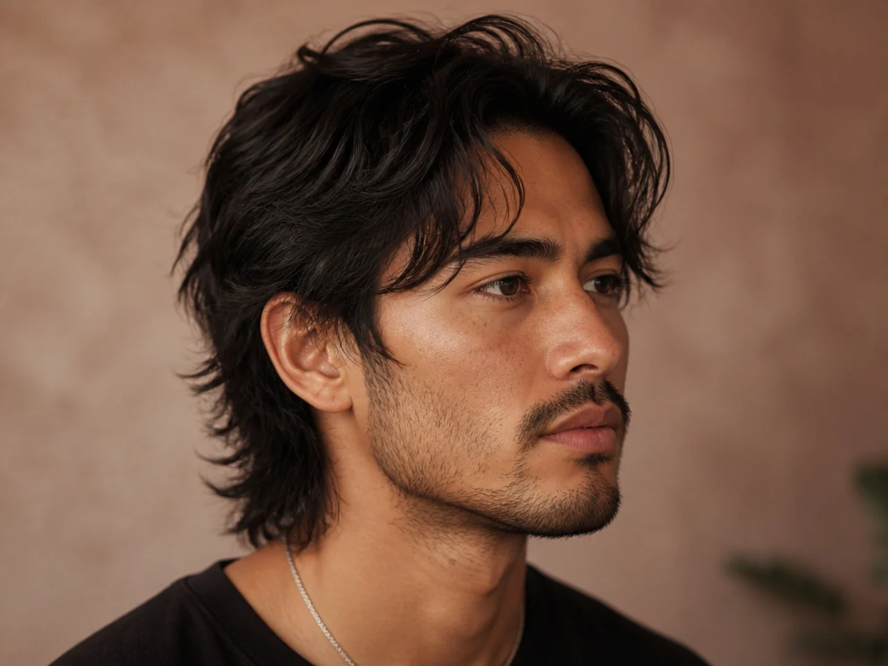 Medium wolf cut with heavy crown volume and face-framing layers