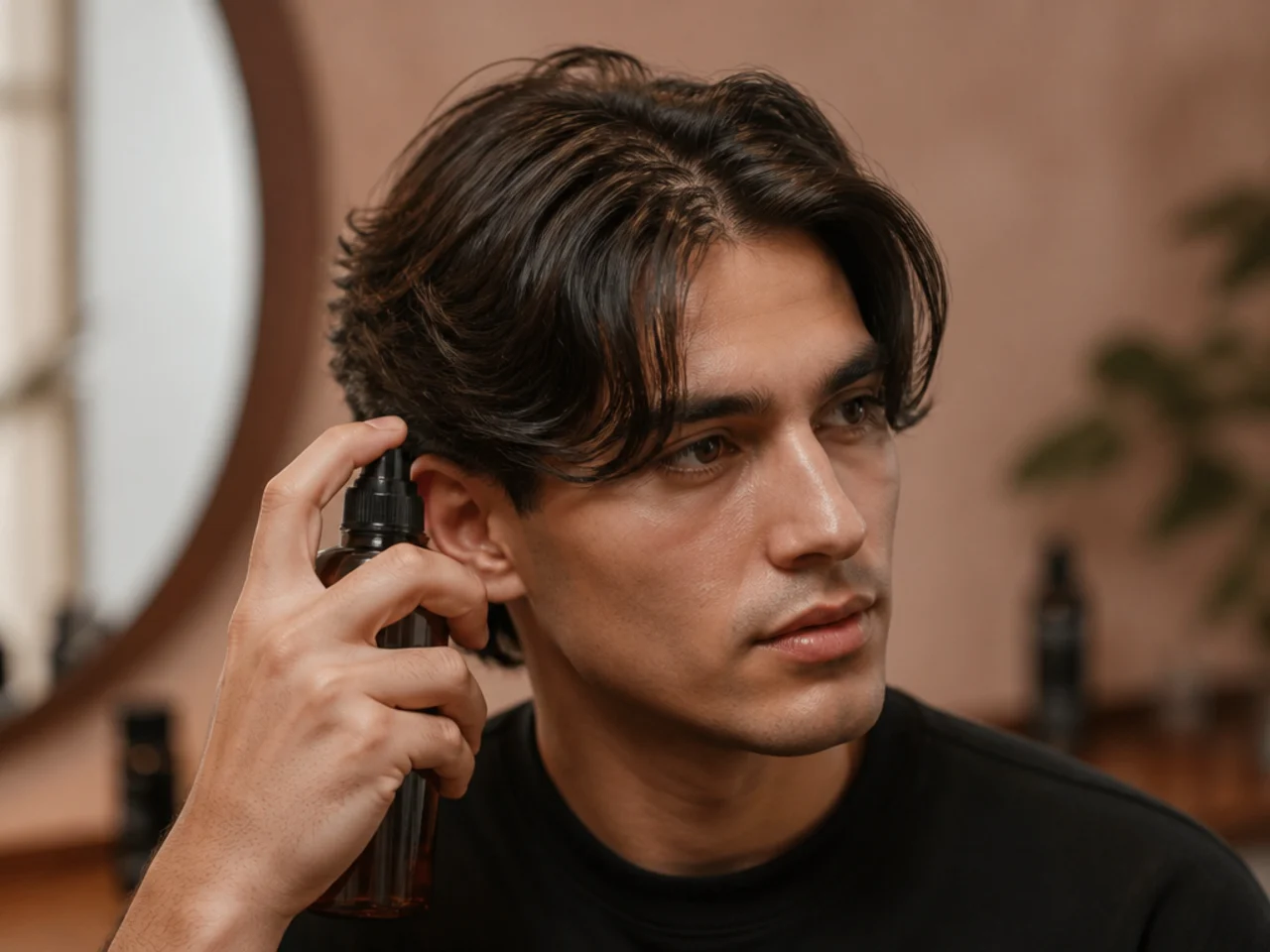 Applying heat protectant spray before blow-drying