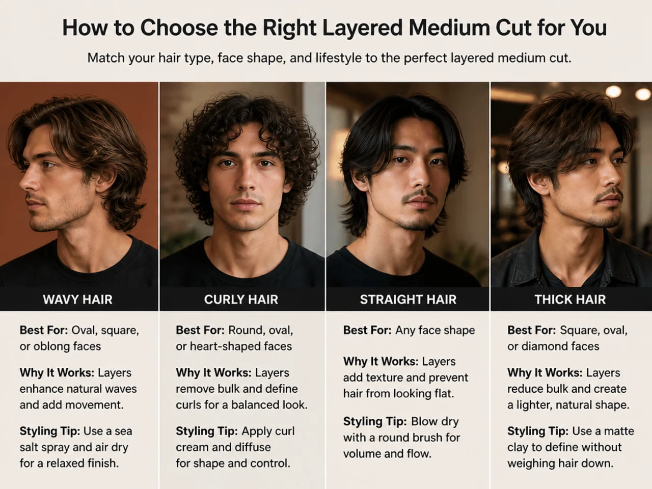 Barber discussing layered medium haircut options with a client