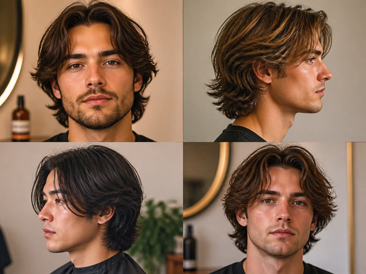 Layered medium length haircut showing stacked internal layers and soft crown movement