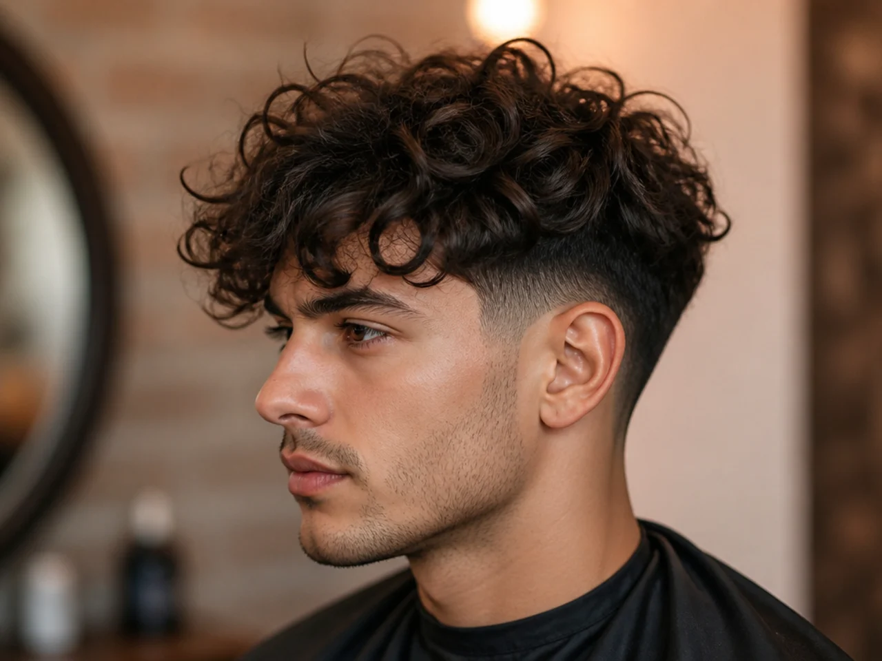 Messy Curly Taper Fade