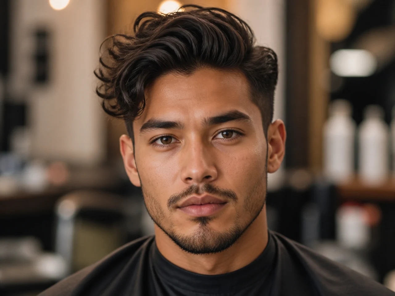 Asymmetric medium quiff — 5-inch top swept dramatically to one side