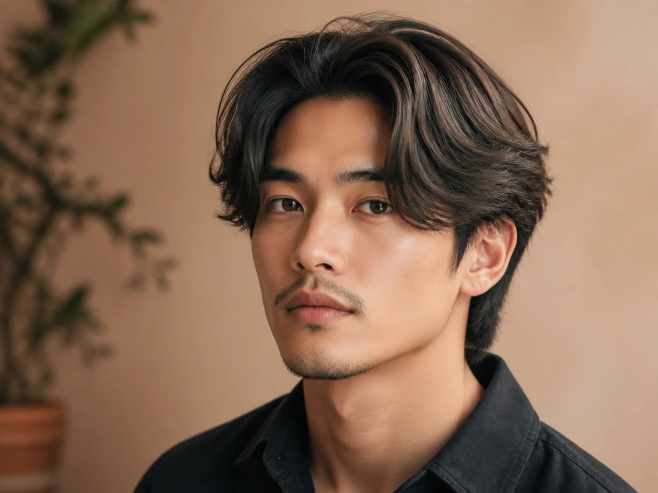 Medium quiff with curtain fringe — 5-inch top with soft parted fringe framing the forehead