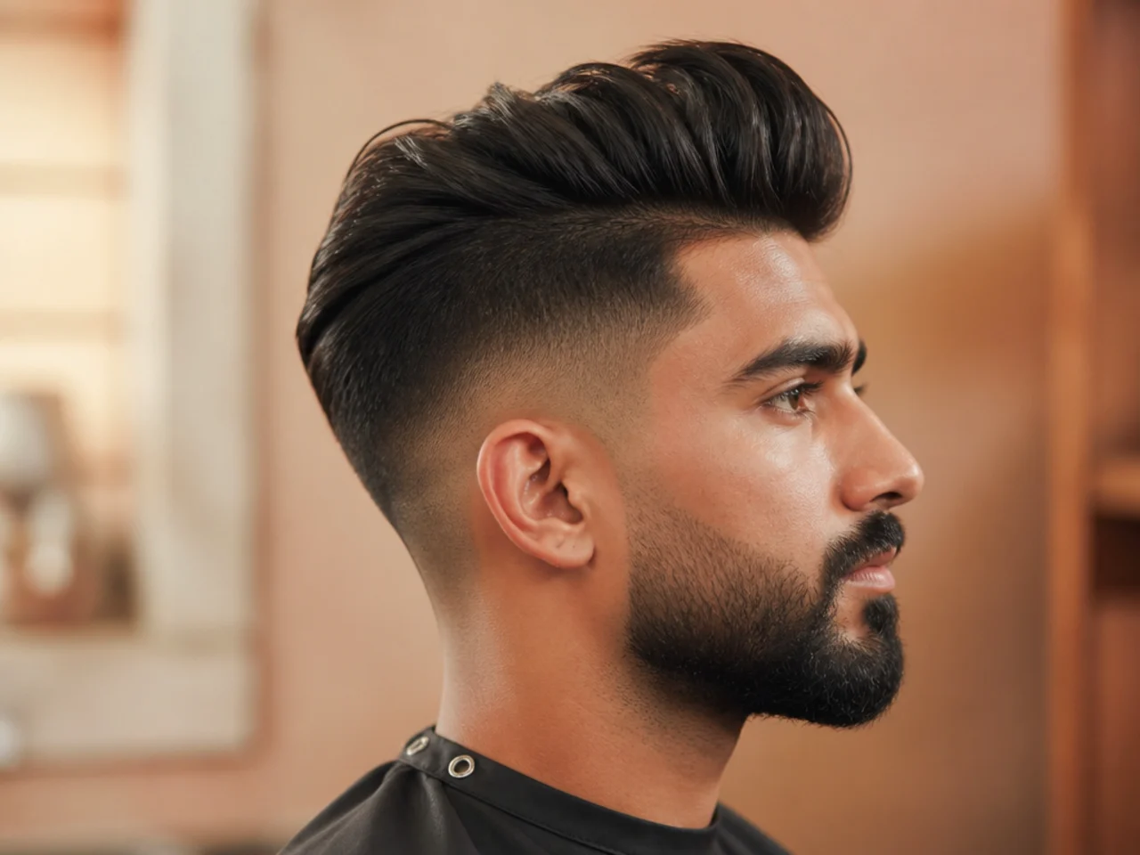 Medium undercut quiff — 5-inch top sitting on disconnected #2 sides with a clear line