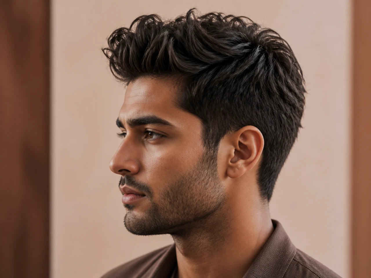 Textured medium quiff — 5-inch point-cut top with visible separation and matte finish