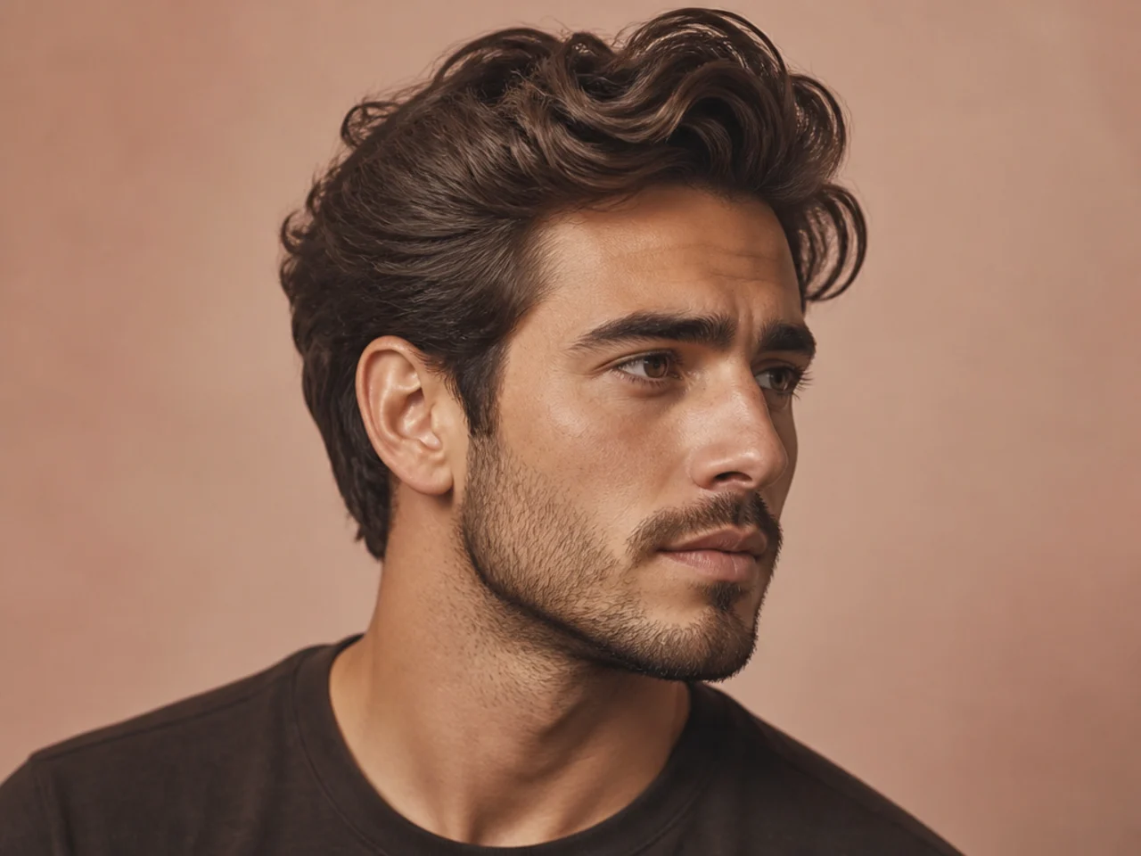 Wavy medium quiff — 5-inch top with natural wave direction lifted at the front