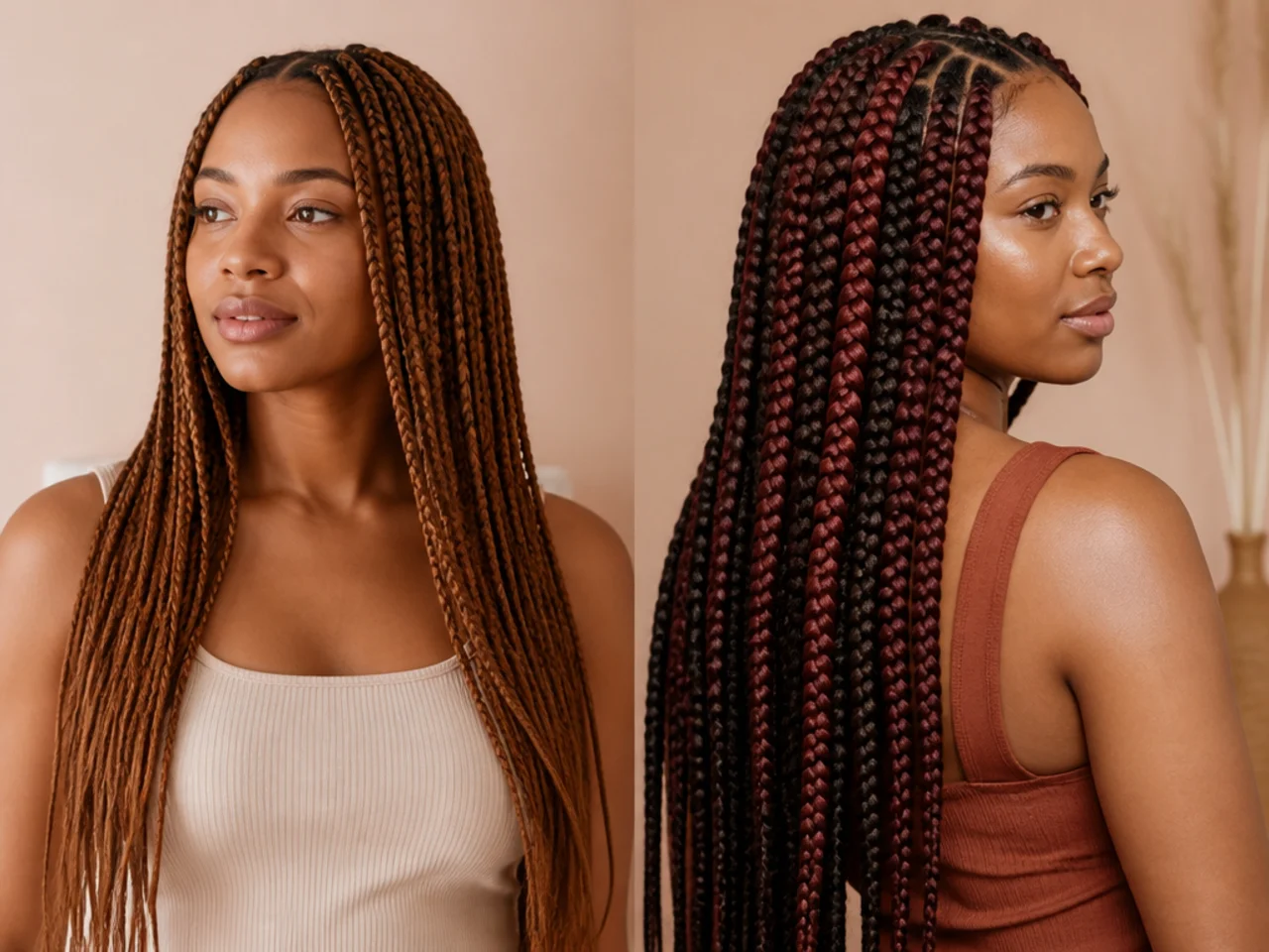 Coloured braids at two different widths