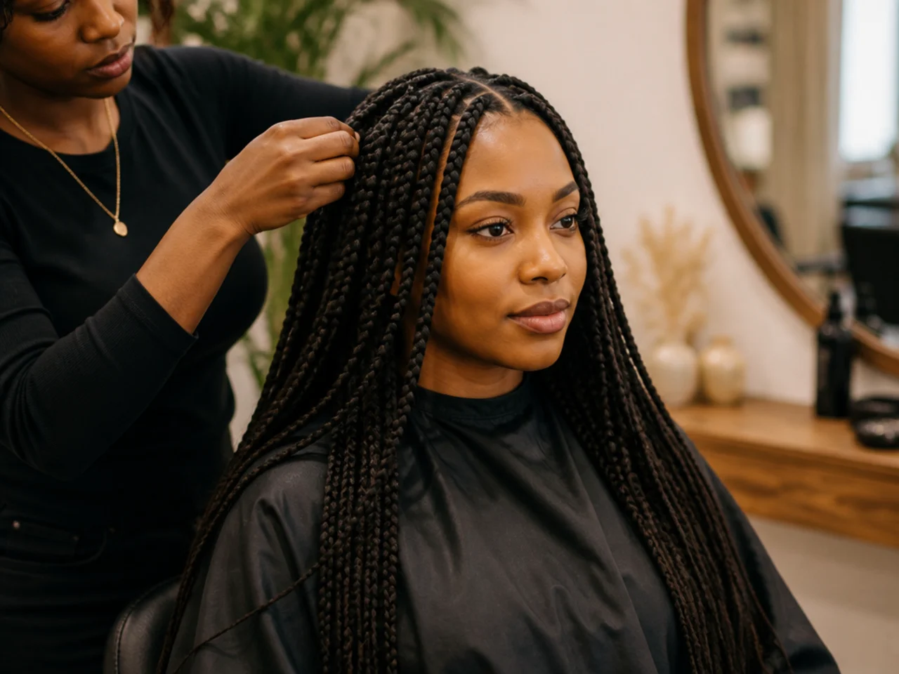 A salon braiding appointment