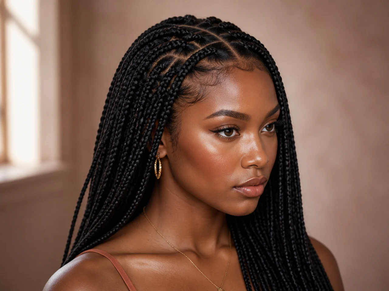 The hairline where braids meet the edges