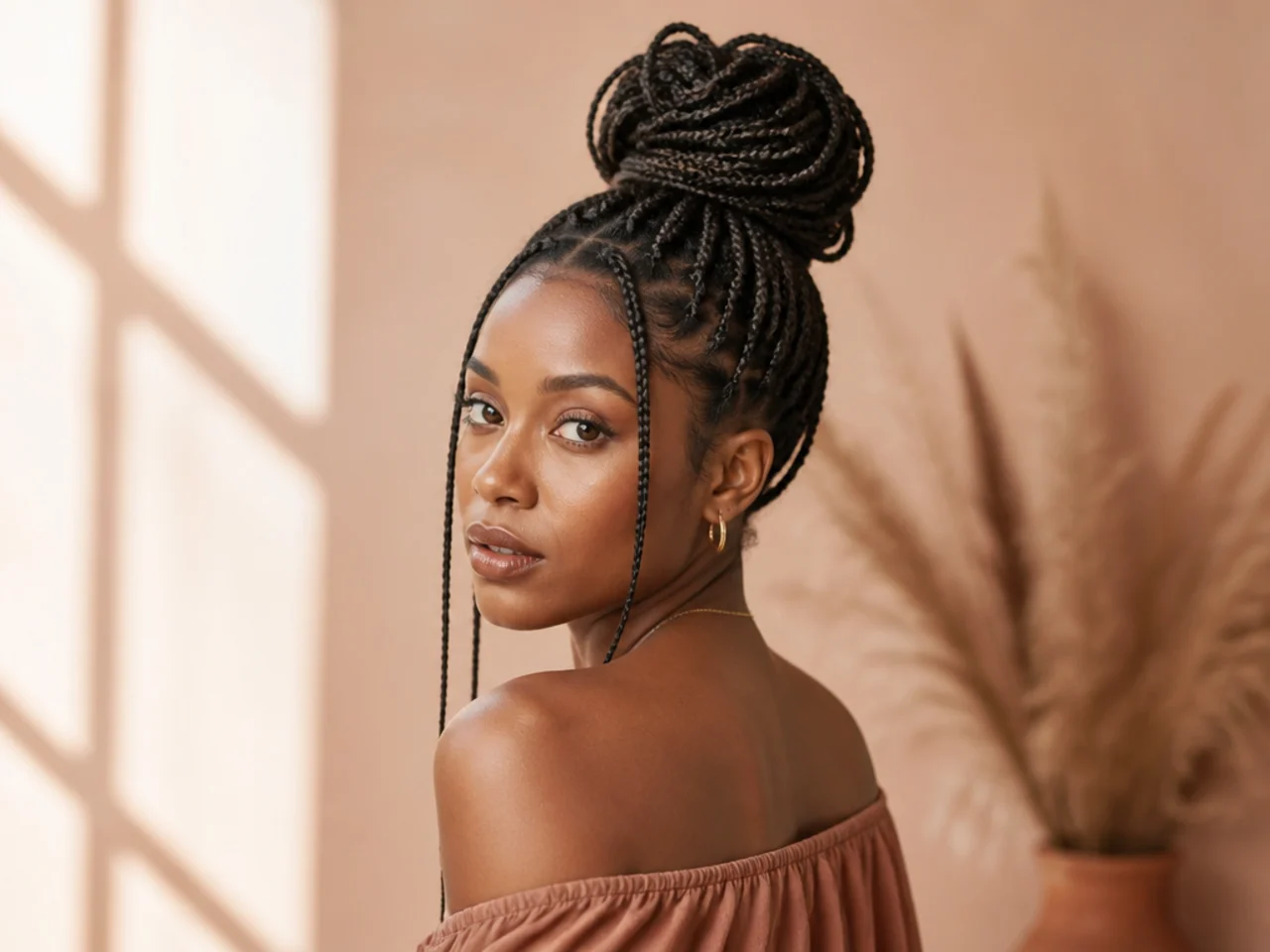 Braids gathered into an updo
