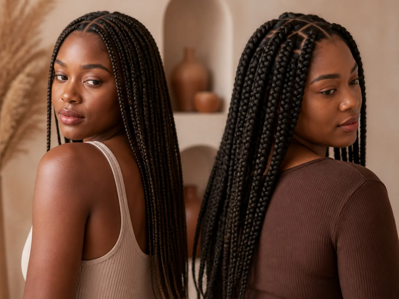 Medium and jumbo braids compared as a final view