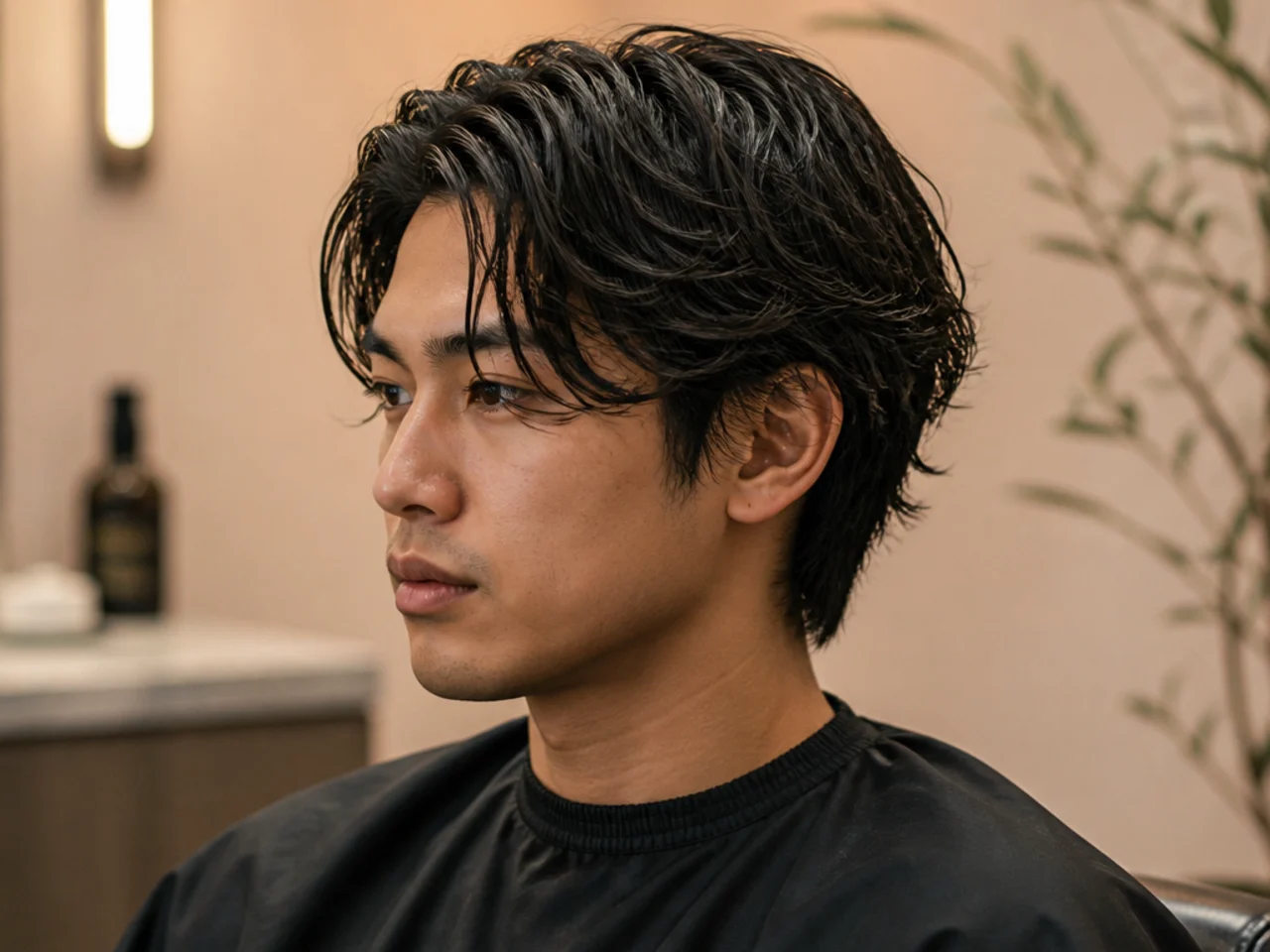 Man toweling medium length hair with a microfiber towel to reach the damp-not-wet sweet spot for styling