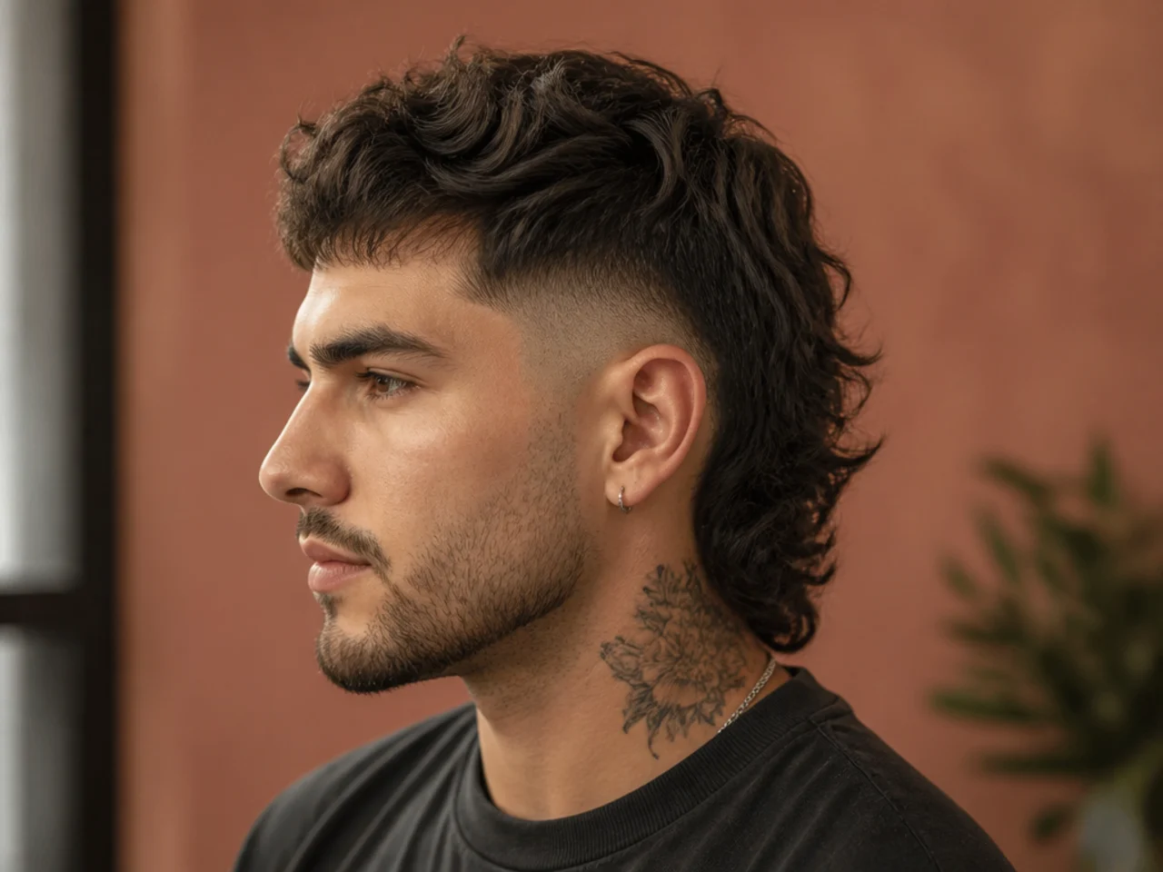 Undercut fade mullet with a disconnected line between the top and the faded sides