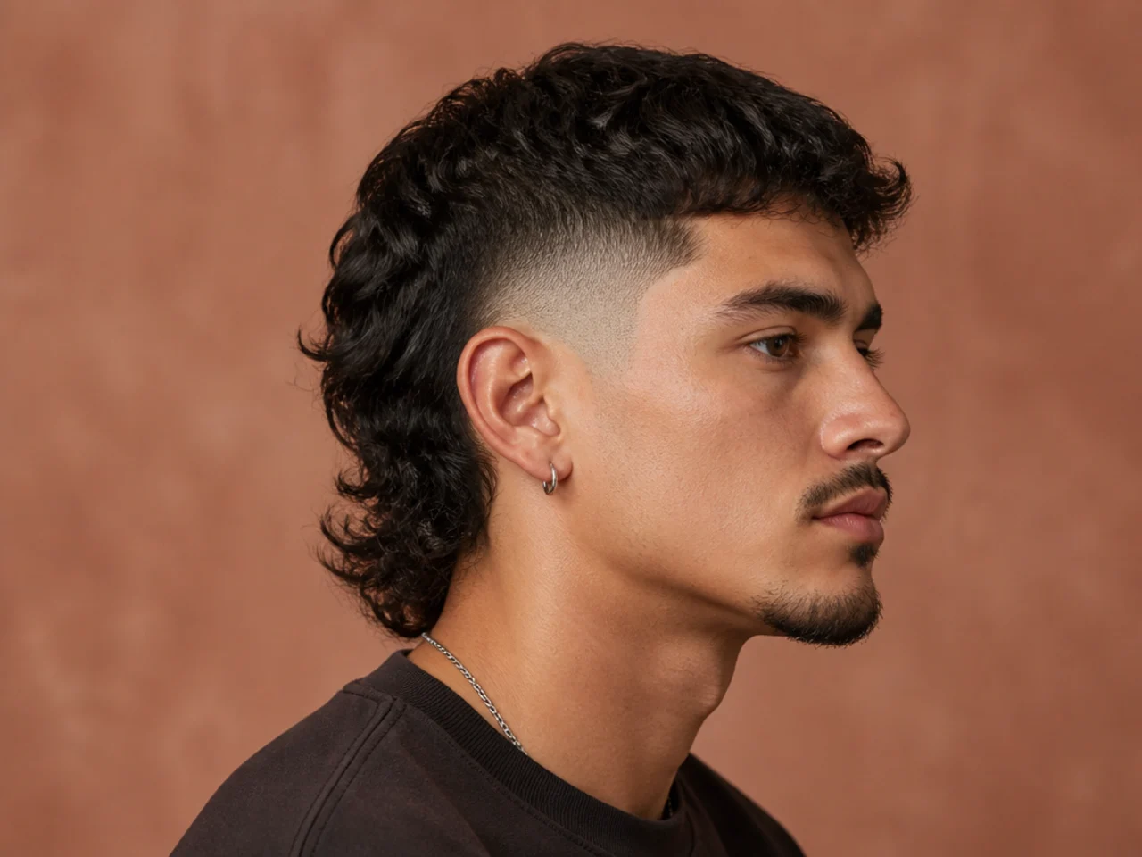 Skin fade mullet with a bald blend around the sides and textured back length