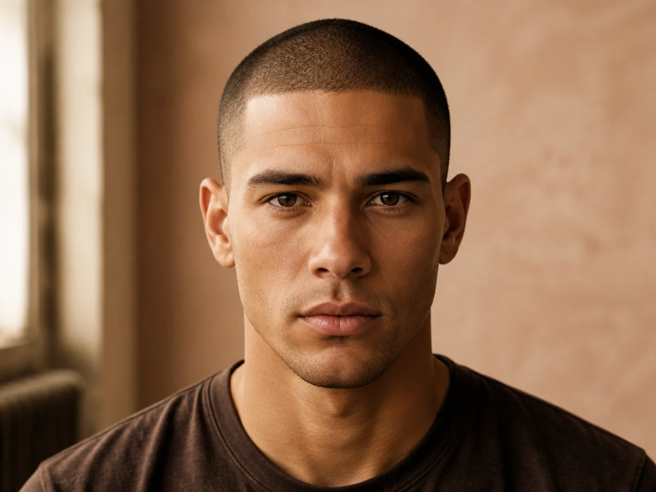 A buzz cut needing no product