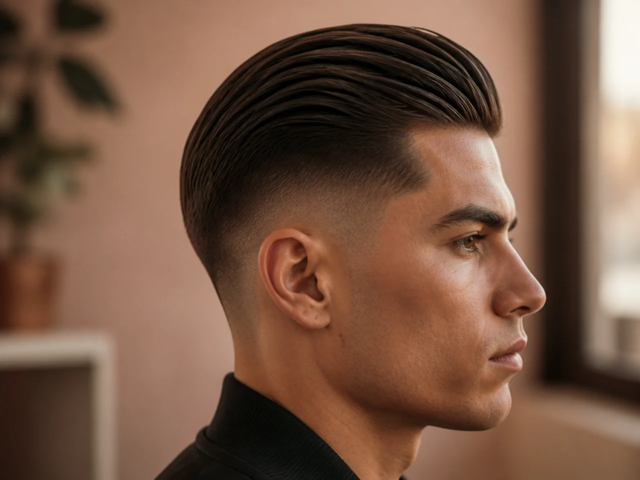 Matte cream applied to a slick back