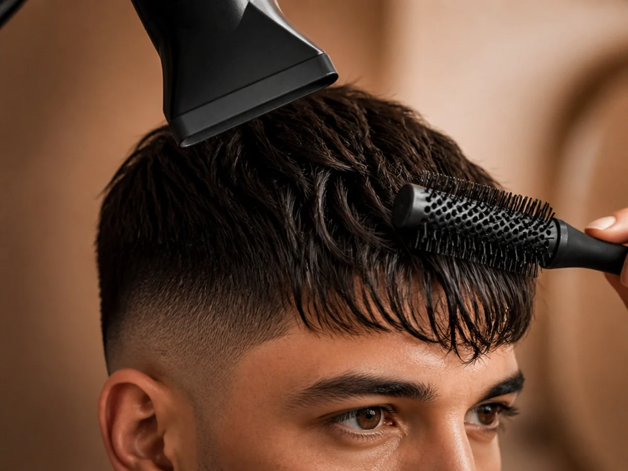 A fringe being pushed forward while drying