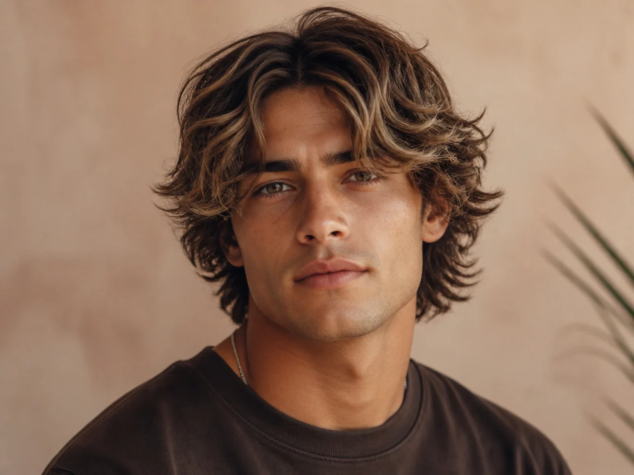 Coastal shag with sun tips medium length haircut style with feathered layers
