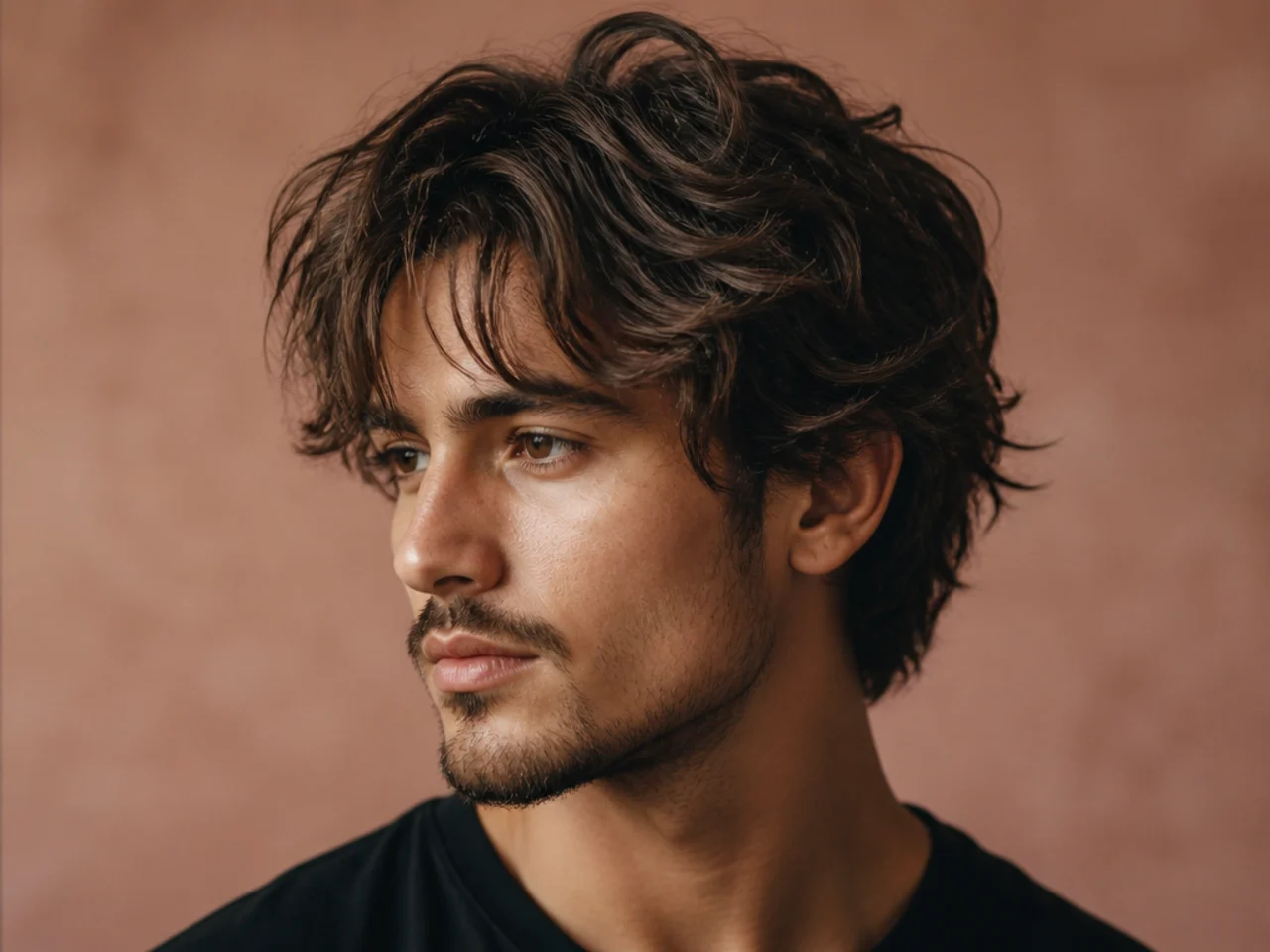 Undone messy editorial medium length haircut style with broken fringe