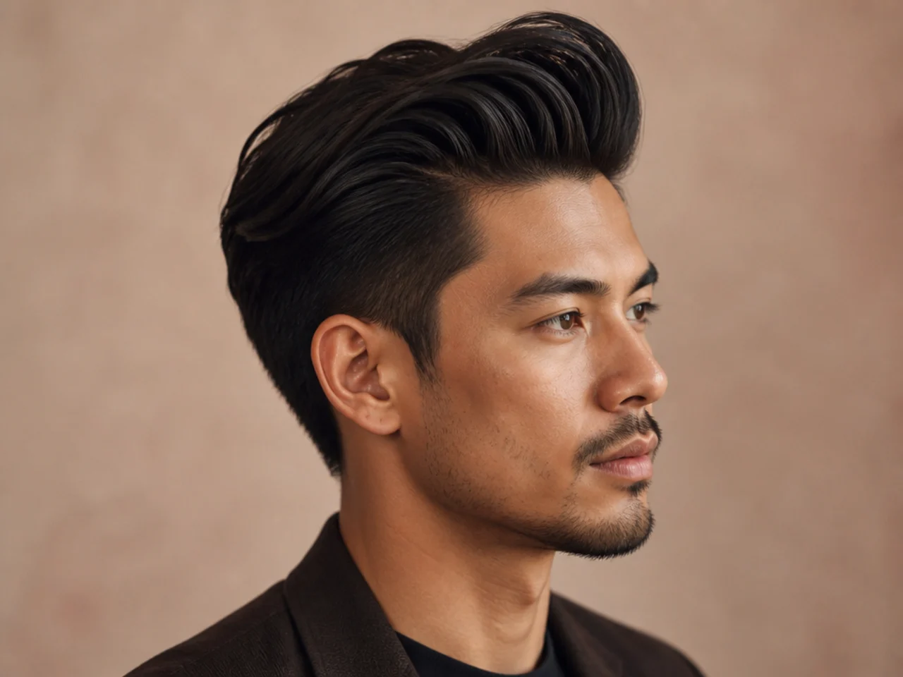 Chairman quiff medium length haircut style with lifted front and mid fade