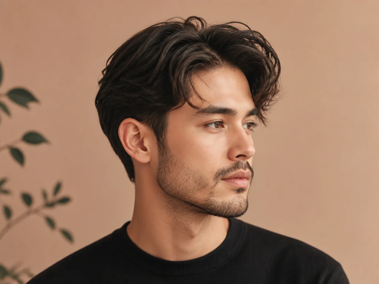 Ivy sweep medium length haircut style with scissor tapered sides
