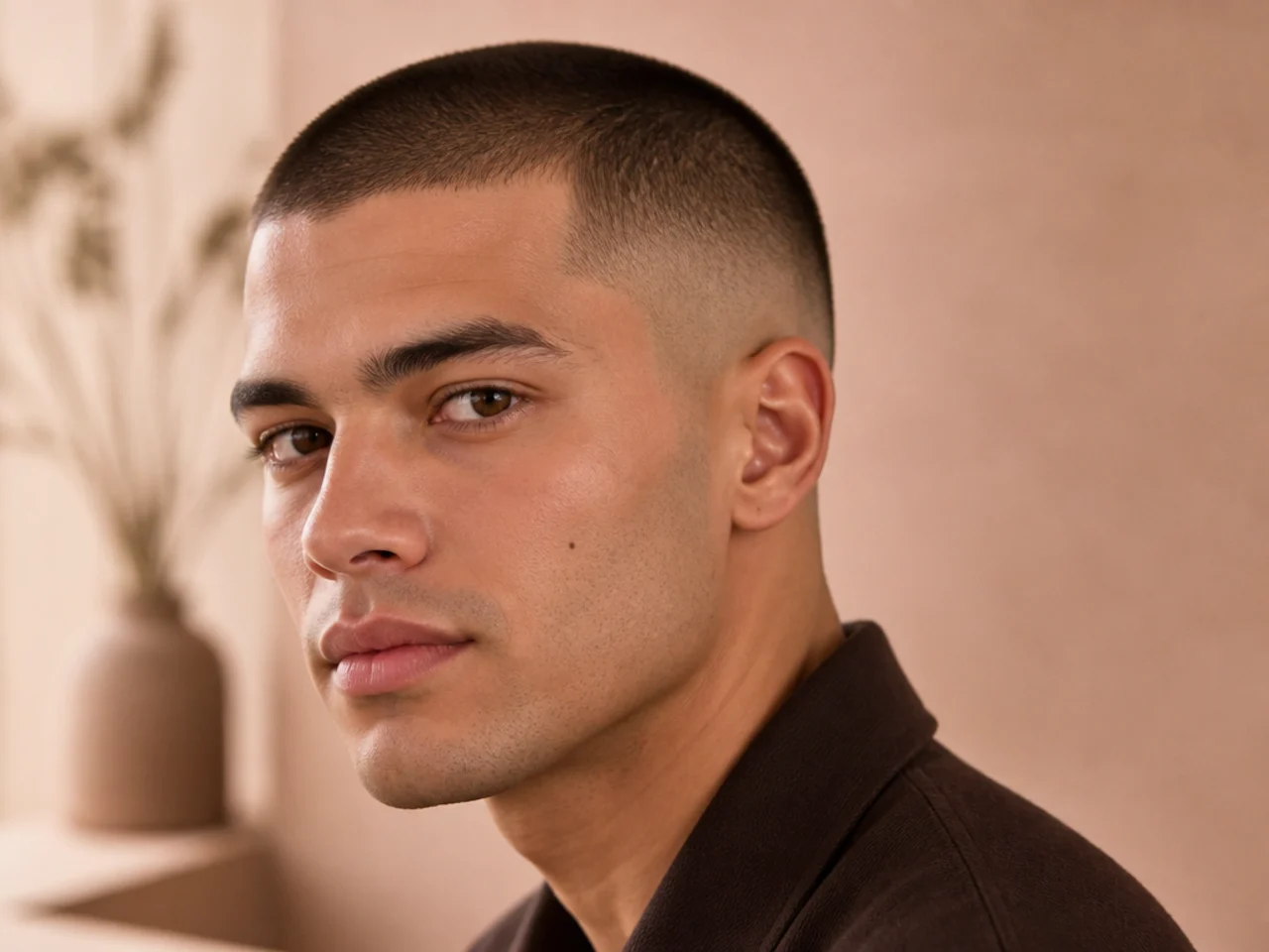 A short buzz cut