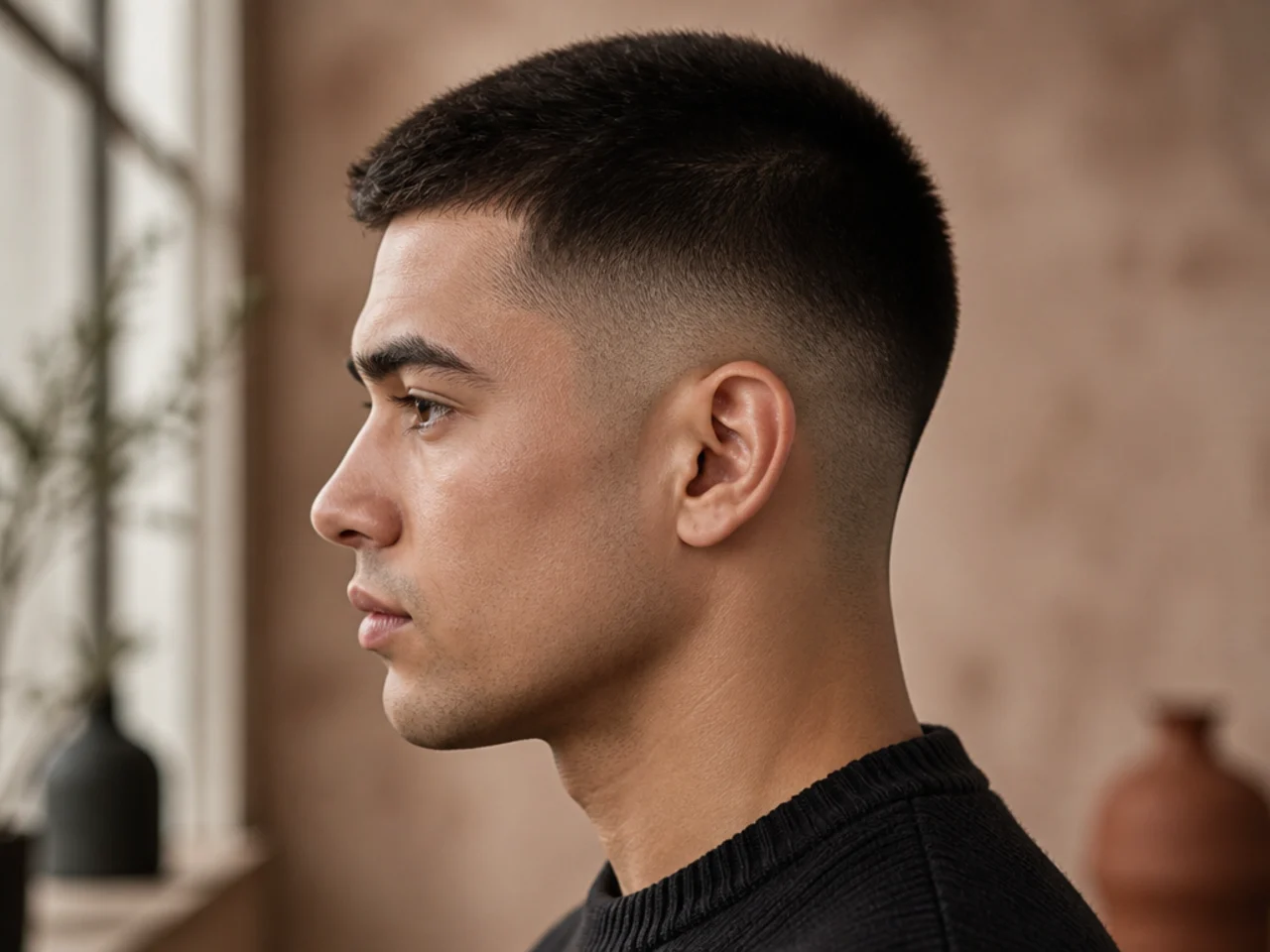A graduated crew cut