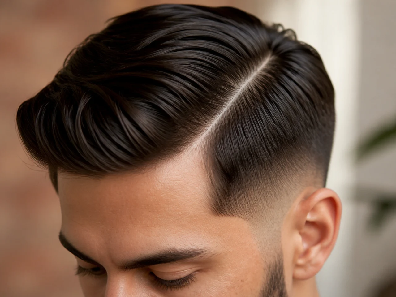 A classic side part