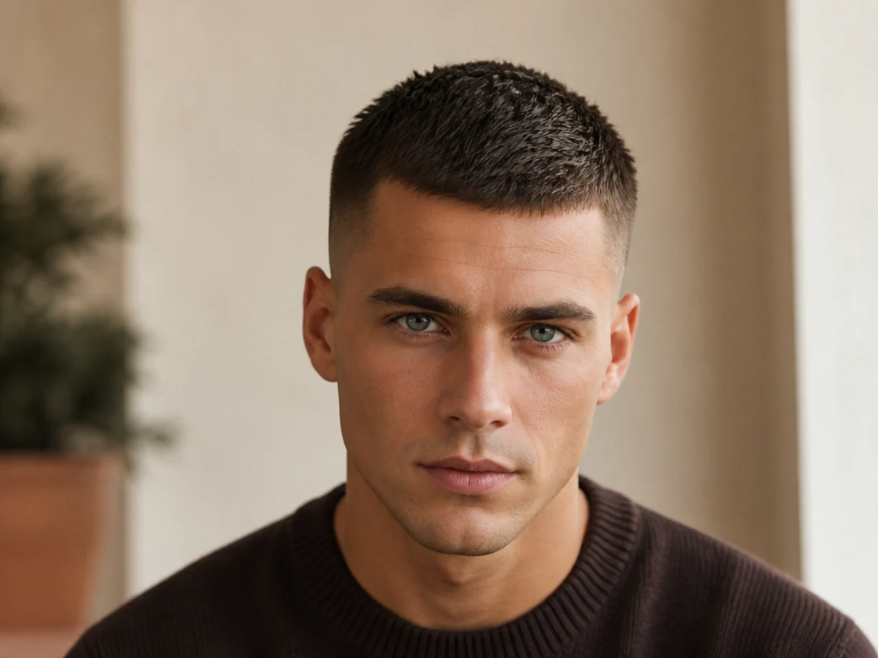 A graduated crew cut