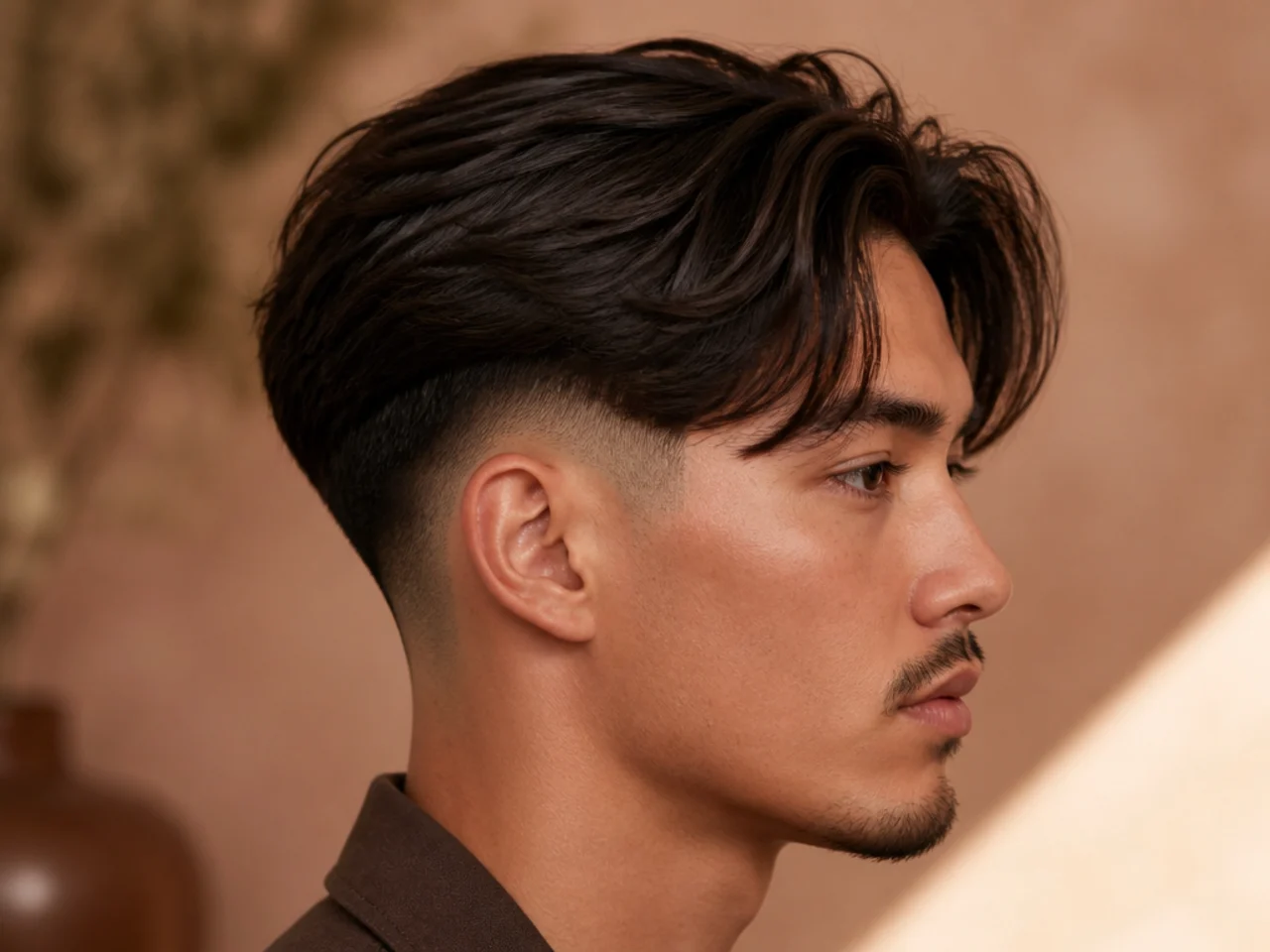 A grown-out middle part