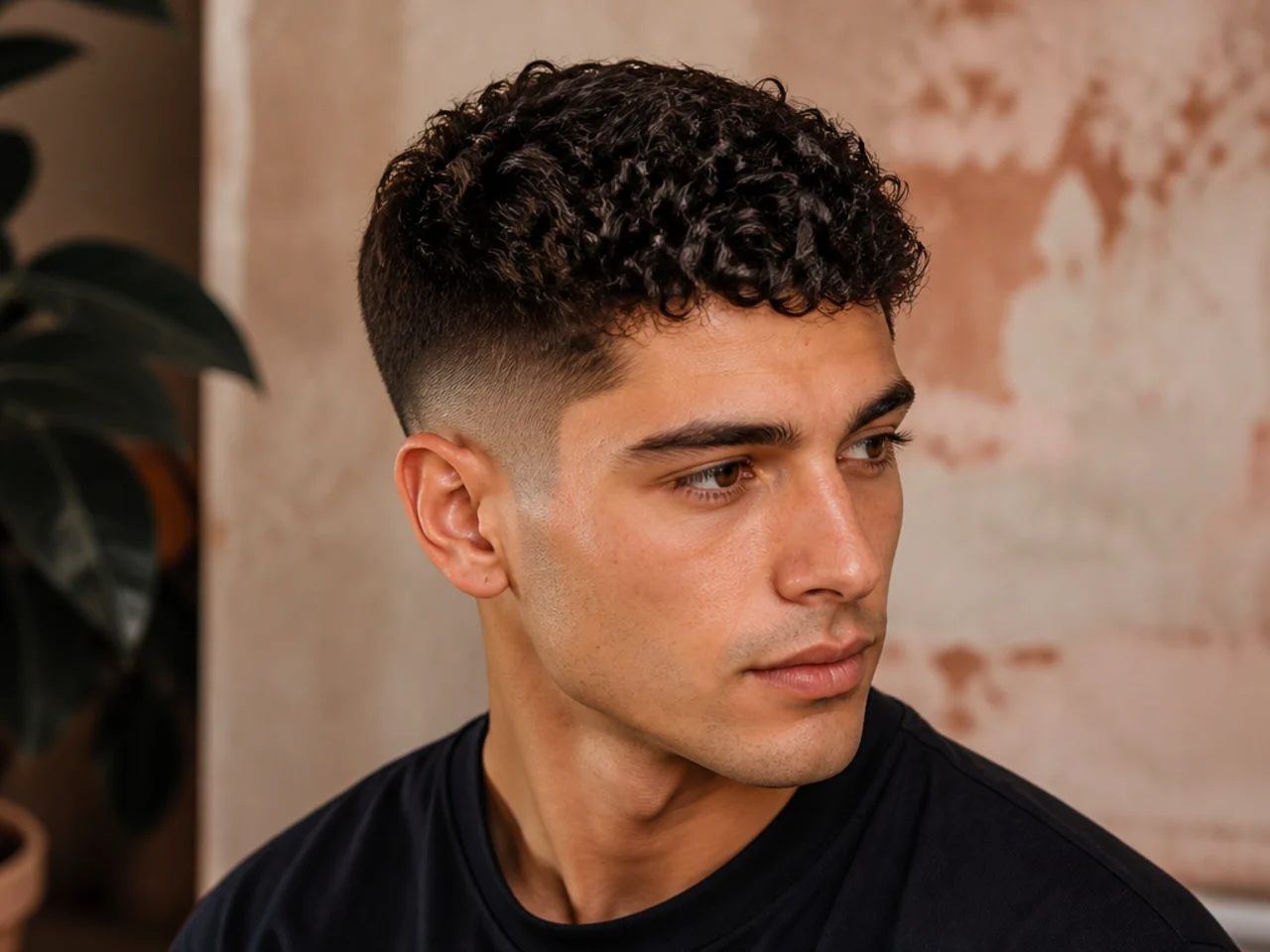 Three-quarter view of a men's haircut