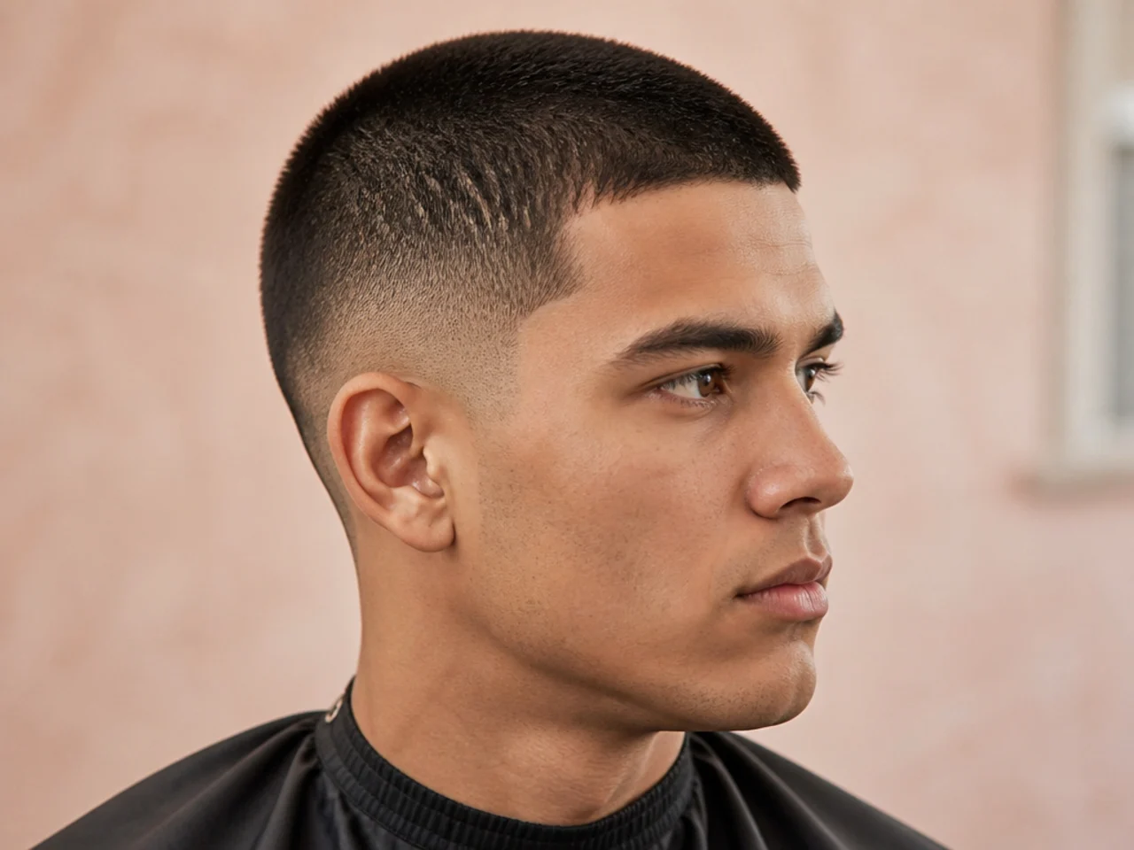 Crew cut with an inch on top and a low taper on the sides