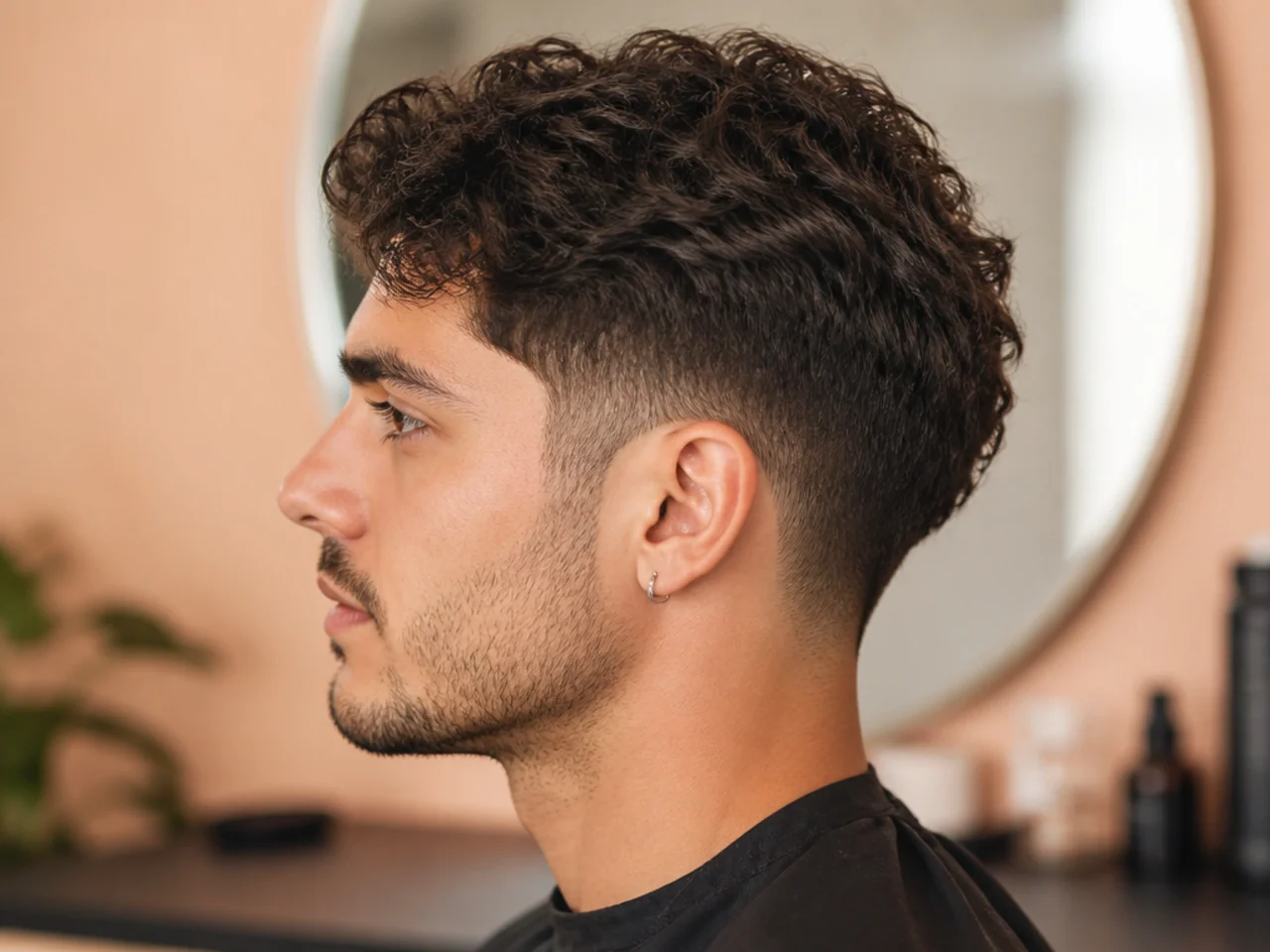 Client showing a reference photo to a barber during a haircut consultation