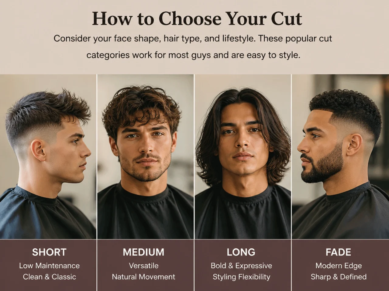 Barber talking through haircut choice with a client, mirror consultation shot