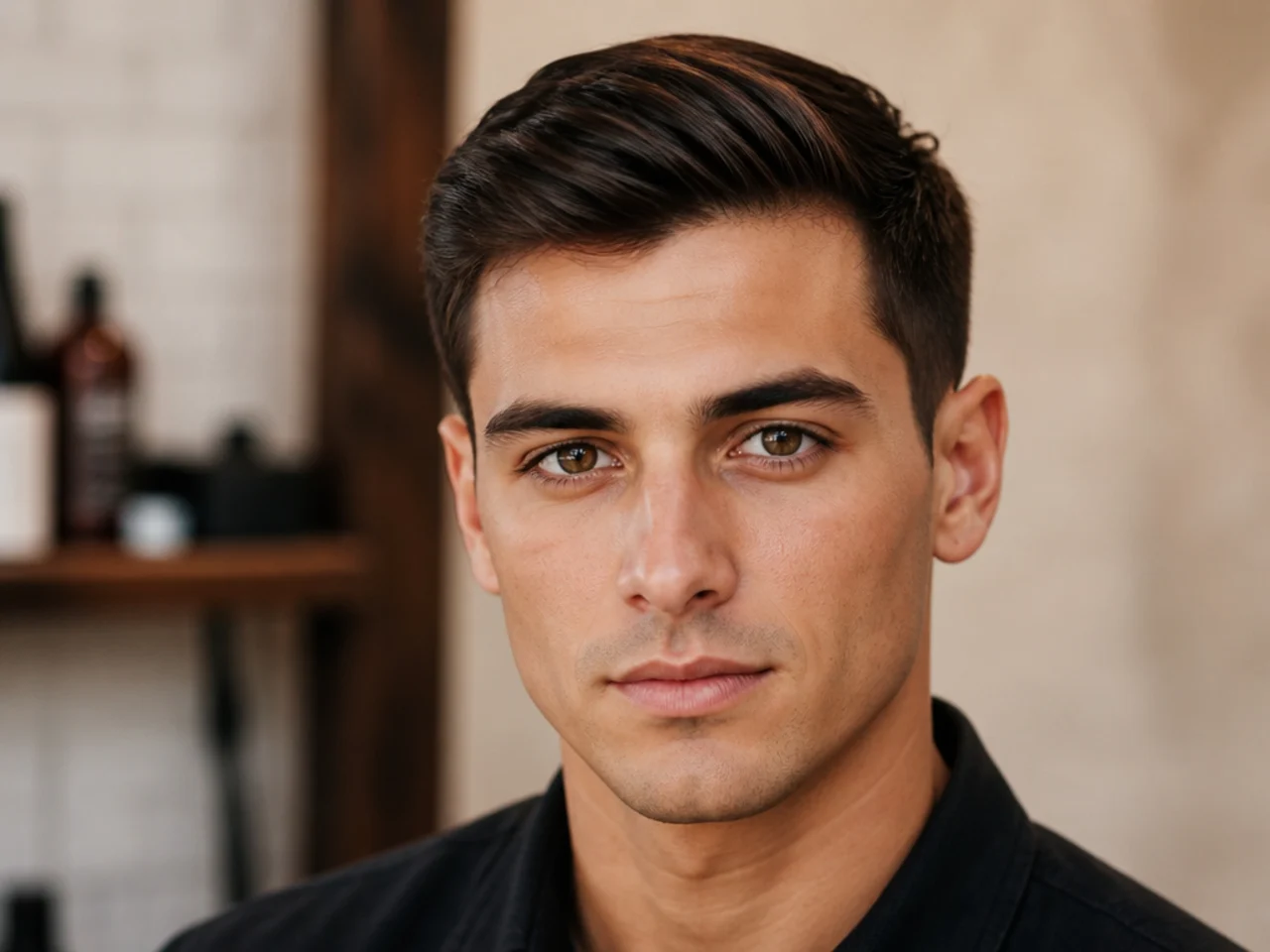 Ivy League cut with two inches on top parted on the left