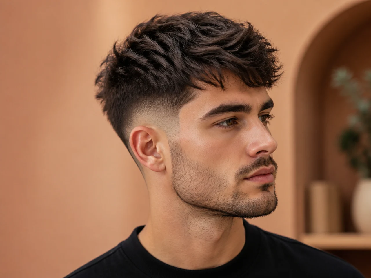Modern trend cuts including comma haircut, two-block, and curtains on Asian and European men