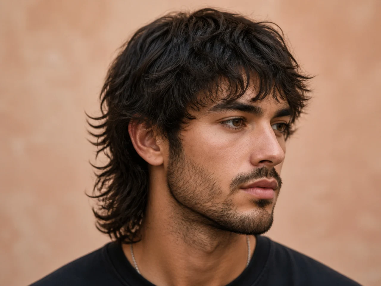 Wolf cut with choppy layers throughout and length at the nape