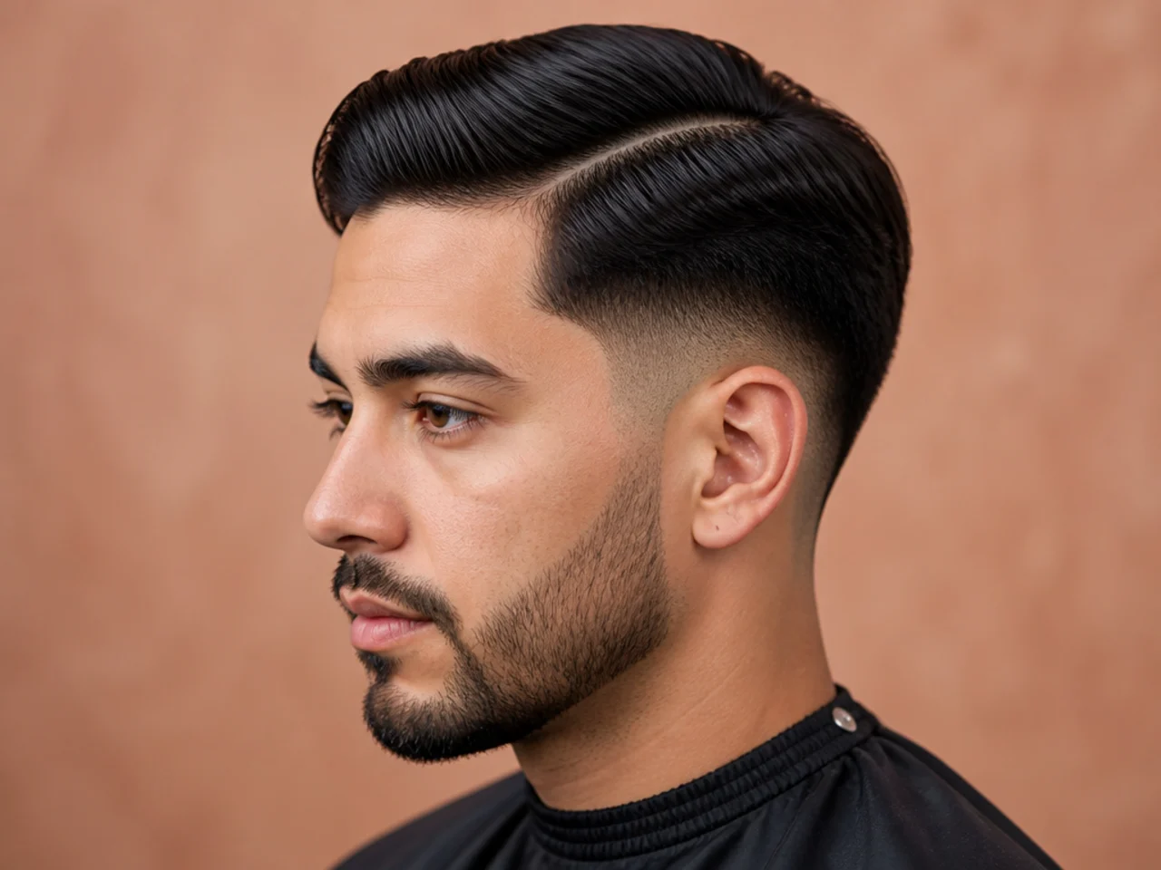 Side part with mid fade at the temple line