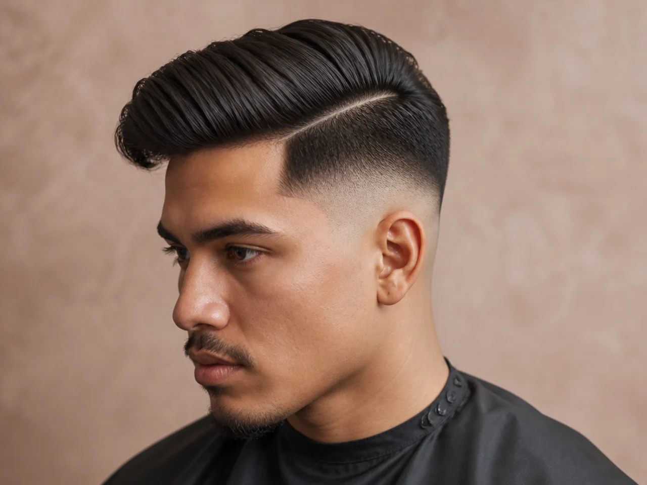 Side part with high skin fade above the temple