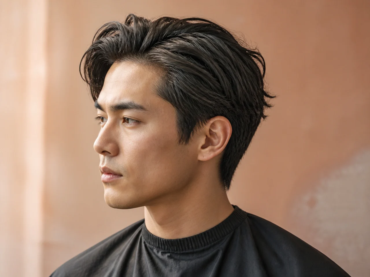Grown-out transitional side part with soft parting