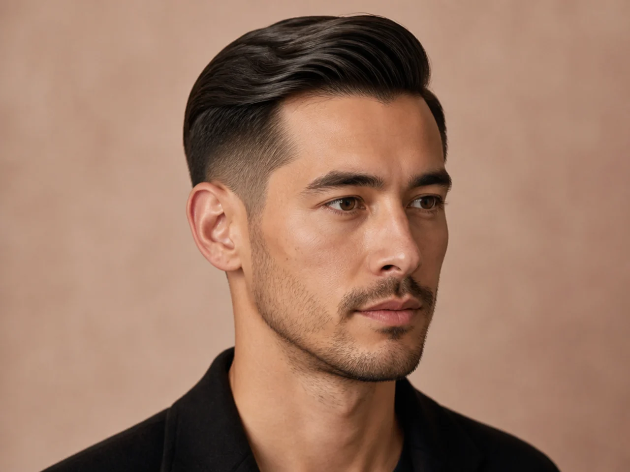 Traditional gentleman's comb over side part with satin finish