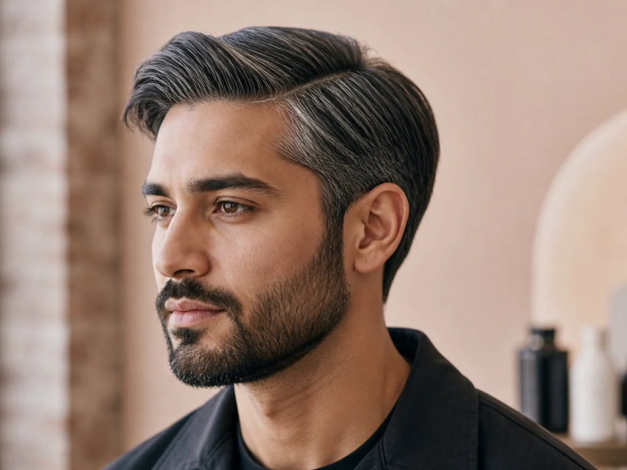 Salt and pepper mature side part for older gentlemen